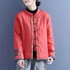 Nuevo abrigo de algodón bordado chino de invierno con cuello mao abotonado retro y cierre frontal, chaqueta de algodón estilo chino