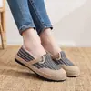 Novidade de Primavera Estilo Sapatos de Pescador para Mulheres, Sapatos de Linho Slip-On com Solado Macio, Sapatos Casuais Preguiçosos Confortáveis com Solado Macio