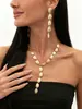Set de Collar y Pendientes en Forma de Y con Patrón de Lava Dorada Europeo y Americano Accesorios para Atuendo de Fiesta de Vacaciones de Chica Popular Set de Dos Piezas
