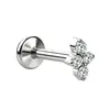 Aleación de Titanio F136 Trébol de Cuatro Hojas Circonita Tachuela para Cartílago de la Oreja Dibujos Animados Titanio Puro G23 Rosca Interna Joyería para Piercing Corporal