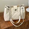 Bolsa de corrente com trama de losangos feminina 2026 novo outono alta qualidade retrô luxo leve para o dia a dia bolsa de ombro única bolsa tiracolo tipo balde