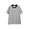 Yidao Vintage 2026 Verano Nuevo Retro Americano Rayas Manga Corta Hombre Corte Holgado Cuello Redondo Bloque de Color Camiseta
