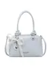 2026 Nova Bolsa Quadrada Pequena Estilo Coreano com Laço e Pingente de Pérola para Mulheres, Bolsa Transversal Fashion Versátil, Nicho de Luxo