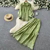 Conjunto de Duas Peças Cardigan de Manga Sino Suave Estilo Francês e Saia de Cintura Alta para Mulheres, Outono Emagrecedor e Elegante Conjunto de Trabalho