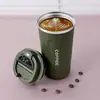 Taza de Café Portátil de Aspecto Elegante, Termo de Acero Inoxidable 304, Vaso de Agua Simple para Oficina con Tapa, Taza Antifugas