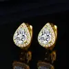 Pendientes de circonita en forma de pera de alta calidad transfronterizos para mujer, estilo europeo y americano, con hebilla de oreja redonda, estilo frío, joyería para la oreja