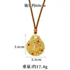 Collar de Estilo Étnico Vintage Gota de Aceite Amarillo Dios de la Riqueza Colgante de Brújula de los Ocho Tesoros Antiguos Oro de Arena Vietnamita Joyería Duradera