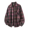 Camisa 2026 Primavera y Otoño Nueva Estilo Hong Kong Holgada Talla Grande Camisa de Manga Larga a Cuadros para Hombre Holgada Casual Cuello de Solapa