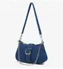 2026 Nueva Moda Tendencia Bolso de Hombro de Mezclilla con Textura de Alta Calidad, Bolso de Mano con Cadena Versátil de Nicho para Viajes y Uso Diario