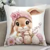 Funda de Almohada de Conejo de Pascua Transfronteriza Jit Más Vendida con Estampado de Animales Lindos Decoración de Sofá Funda de Cojín Suave