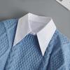 Gola Postiça Branca Base Plissada Camisa Feminina Gola Postiça Versátil de Meio Corpo para Suéter