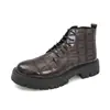 Botas de Couro de Cano Alto Plus Size Transfronteiriças que Aumentam a Altura Novo Estilo Outono/Inverno Botas Martin de Solado Grosso Masculinas Moda Tendência Britânica Botas Curtas da Moda