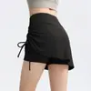 Conjunto de Dos Piezas de Falda Pantalón de Yoga para Mujer para Verano, Pantalones Cortos Deportivos de Secado Rápido y Transpirables para Correr y Fitness, Pantalones de Tres Cuartos de Cintura Alta Anti-Exposición