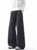 Pantalones a cuadros retro estilo americano para hombre, nuevos pantalones rectos holgados de moda 2026, pantalones deportivos casuales de pierna ancha