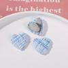 Tela dulce fresca estilo coreano corazón de melocotón a cuadros botón de corazón material para tocado diy accesorios para el cabello femenino venta al por mayor