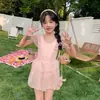 Traje de Baño Moda Madre e Hija 2025 Elegante Enterizo Estilo Falda Protección Solar Mangas Largas Falda de Princesa Traje de Baño para Niños Pequeños y Medianos para Padres e Hijos