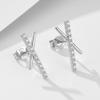 Aretes Geométricos de Cruz con Letra X de Plata Esterlina S925 con Zircón para Mujer Estilo Europeo y Americano de Lujo Accesible Transfronterizo Aretes de Moda Simple
