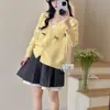 Cárdigan de Punto Dulce con Lazo Tridimensional Estilo Coreano para Mujer, Nuevo Abrigo Suéter Holgado de Cuello V para Otoño e Invierno, Top Adelgazante