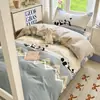 Temporada de regreso a clases juego de ropa de cama de seis piezas de algodón puro para dormitorio, juego de tres piezas, sábana 100% algodón, funda de edredón, protector de colchón