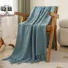 Manta de Tricô Retrô, Manta Decorativa para Pé de Cama Estilo Nórdico, Manta Leve de Luxo para Soneca, Manta Xale, Manta de Sofá