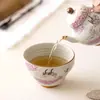 Taza de té de cerámica grande y linda con diseño floral, adecuada para uso doméstico, taza personal para niñas