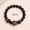Pulseira Leão Despertar de Obsidiana Feminina Prata Yaoshi Meteorito Novo Estilo Chinês Presente de Dia dos Namorados Masculino Par de Pulseiras