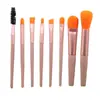 Kit de Pincéis de Maquiagem para Iniciantes, Conjunto Completo de 8 Mini Pincéis para Pó, Pincéis para Base, Pincéis para Sombra, Pincéis de Cerdas Macias com Cabo de Madeira