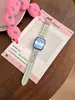 Bordado de Delfín Correa de Cuero de Verano Adecuada para Apple iWatch Generación 11 10/987Ultrase