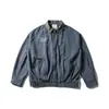 Ropa Vintage 25 Otoño Nuevo Retro Japonés Bordado de Letras Color de Contraste Cuello Solapa Chaqueta de Trabajo Abrigo para Hombre