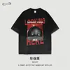 Marca de Moda Hip-Hop Callejero Europeo y Americano Lavado Pesado Desgastado Impresión Directa con Tinta Blanca Camiseta Suelta para Hombre Cuello Pequeño Manga Corta