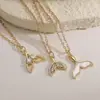 Aogu Moda Versátil Chapado en Cobre Oro de 18 Quilates Circonita Nácar Colgante de Cola de Pez Collar para Mujer Nicho Gama Alta Cadena para Clavícula Nuevo