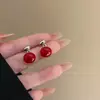 Pendientes de Año Nuevo de Otoño e Invierno, Rojo Ancora de Alta Gama, Femeninos, Pendientes de Nicho de Alta Gama, Pendientes Versátiles al por Mayor