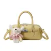 Bolsa de almofada de couro macio com padrão de lichia de alta qualidade para mulheres, nova moda 2026 Bolsa Boston, bolsa de ombro e transversal para mulheres