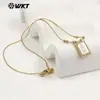 Wt-Jn389 Geométrico Pequeño Ovalado Rectangular Forma de Corazón Concha Blanca Estilo Religioso Chapado en Oro de 18 Quilates Cadena Fina para Clavícula para Mujeres