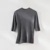 Suéter de tricô Hongmi Apparel/ Padrão espinha de peixe texturizado em lã ultrafina, gola alta, mangas médias para mulheres, novo estilo
