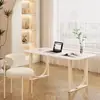 Escritorio de pizarra color crema, escritorio de computadora, escritorio de oficina moderno minimalista, estilo popular, adecuado para estudiantes y uso doméstico, ideal para apartamentos pequeños