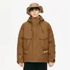 Jaqueta Masculina Quente de Penas, Versátil, Moderna, Simples, Casual, Gola Reversível, Cor Sólida, Roupa Exterior Masculina para Jovens, Acolchoada para Jovens