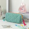 Estuche para lápices de estudiante a cuadros de gran capacidad con colores contrastantes, estilo Ins, bolsa de almacenamiento portátil para cosméticos, bolsa de almacenamiento de escritorio para el cuidado de la piel