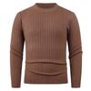 Outono e Inverno 2025 Cruzamento Simples Suéter de Tricô Camada Base Cor Lisa Trançado Gola Redonda Masculino Versátil Casual Jaqueta Suéter