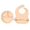 Juego de vajilla de silicona explosiva Plato para la cena para niños Plato separador Babero para bebé Cuchara para alimentos complementarios Juego de suministros para bebés y para madres