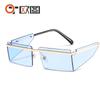 Gafas de sol con forma de ceja de metal sin marco, personalizadas, de caja pequeña, 6670 pulgadas, de pasarela, de moda, para hombres y mujeres, gafas de sol al por mayor