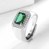 Anillo de Esmeralda Cuadrado Nuevo Comercio Exterior Transfronterizo Anillo para Hombre Transmisión en Vivo Más Vendido Tesoro Multicolor Moda Europea y Americana Anillo para Hombre
