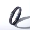 Pulsera Antiestática para Hombre de Negocios Acero Inoxidable Cuero Estilo Retro Nuevo Europeo y Americano Pulsera Tejida Magnética para Hombre Venta al por Mayor