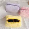 Bolsa de Maquiagem de Pelúcia Cor Sólida Nova Estilo Ins Feminino Grande Capacidade Portátil Clutch Doce Macio Bolsa de Alto Valor