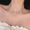 Colar de pérolas de prata quebradas com diamante flash feminino 2025 novo design explosivo corrente de clavícula de alta qualidade corrente de pescoço de nicho de luxo leve