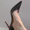 Tacones Altos para Mujer, Tacones de Aguja para Hombre, Pies Descalzos, Larga Duración, Nuevos Tacones Altos de Primavera y Verano, Zapatos de Salón, Suelas Rojas de Moda, Negro