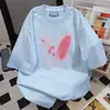 Design de Nicho Verão 2025 Casual Soltinho Blusa Estampa de Letras Graffiti Manga Curta Camiseta Retrô Americana para Mulheres