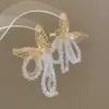 Pendientes de Flor de Tela para Jardín de Monet Super Hada Dulce Temperamento Pendientes Versátiles Moda Alto Sentido de Gama Pendientes Nicho para Mujeres