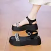 Sandálias Romanas Plataforma Impermeáveis de Solado Grosso Estilo Coreano com Fivela de Strass Sandálias de Solado Grosso Estilo Fada para Mulheres Verão 2026