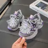 2026 Nuevos Zapatos de Malla tipo Dad para Niñas Morado Dibujos Animados Velcro Zapatos Deportivos Transpirables Antideslizantes Zapatos Casuales para Niños